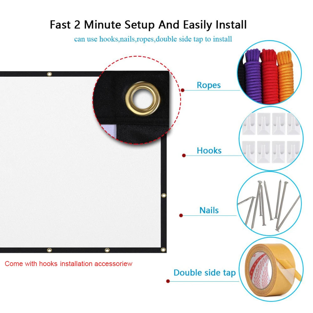 Portable Projector Curtain 60/72/84 Inch