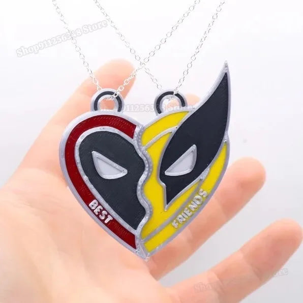 Deadpool & Wolverine Necklace Pendants Heart Combination