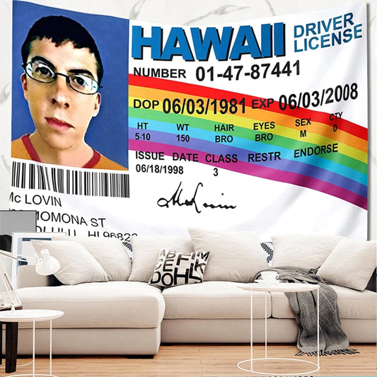 Mclovin Fake ID Tapestry
