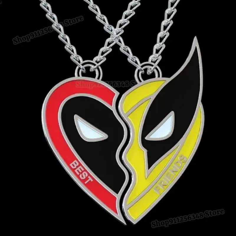 Deadpool & Wolverine Necklace Pendants Heart Combination