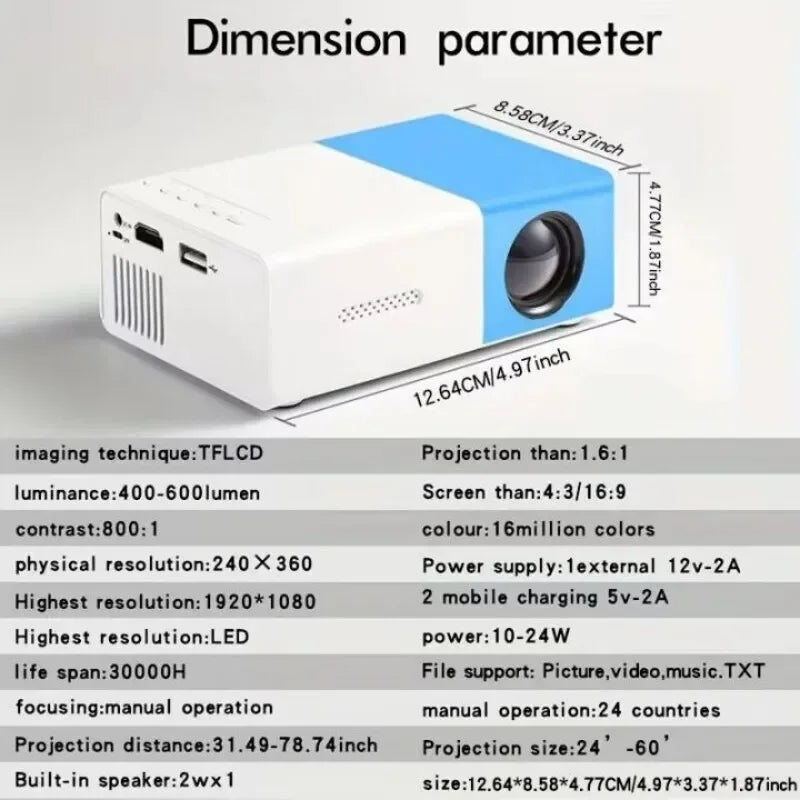 YG300 MINI Projector Portable Home Theater 4k 1080P